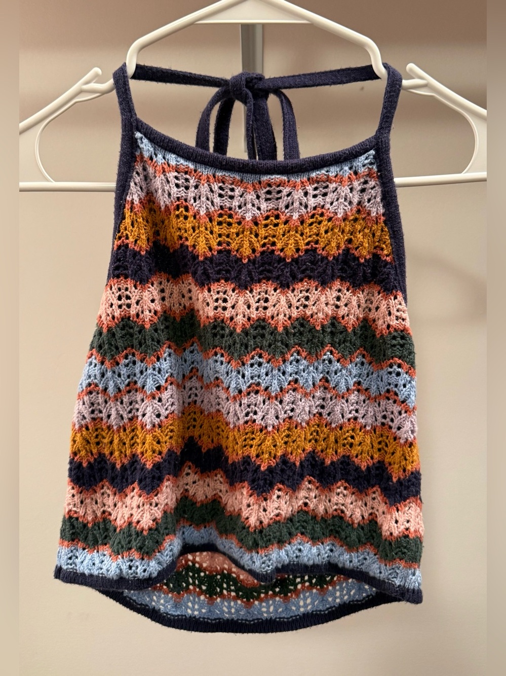 American Eagle Outfitters Multicolor Cropped Knit Halter Tank